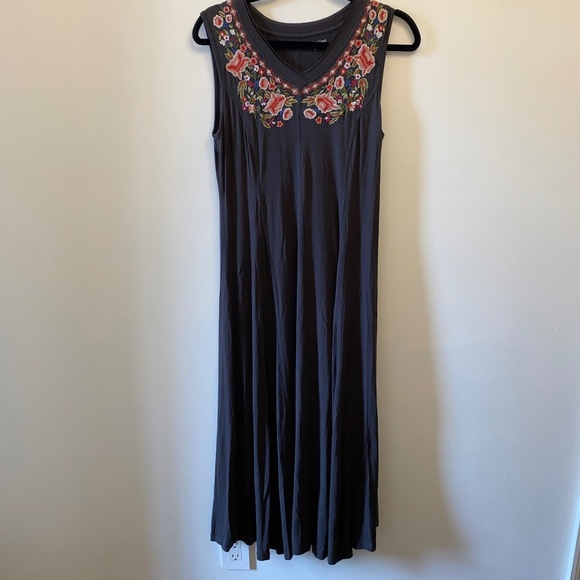 Coldwater Creek Maxi Embroidered Brown Prairie Dress - Picture 1 of 5
